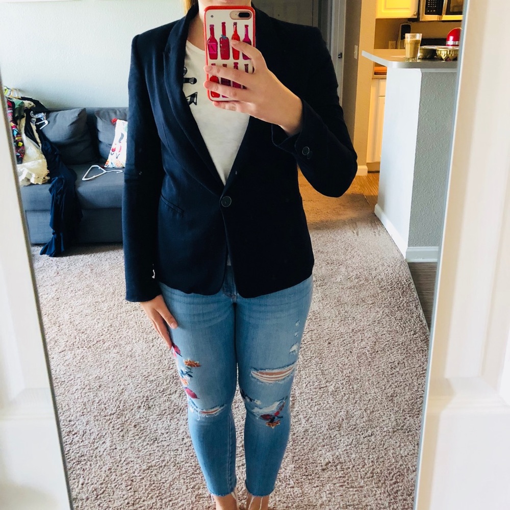 Zara Blazer in navy blue jersey